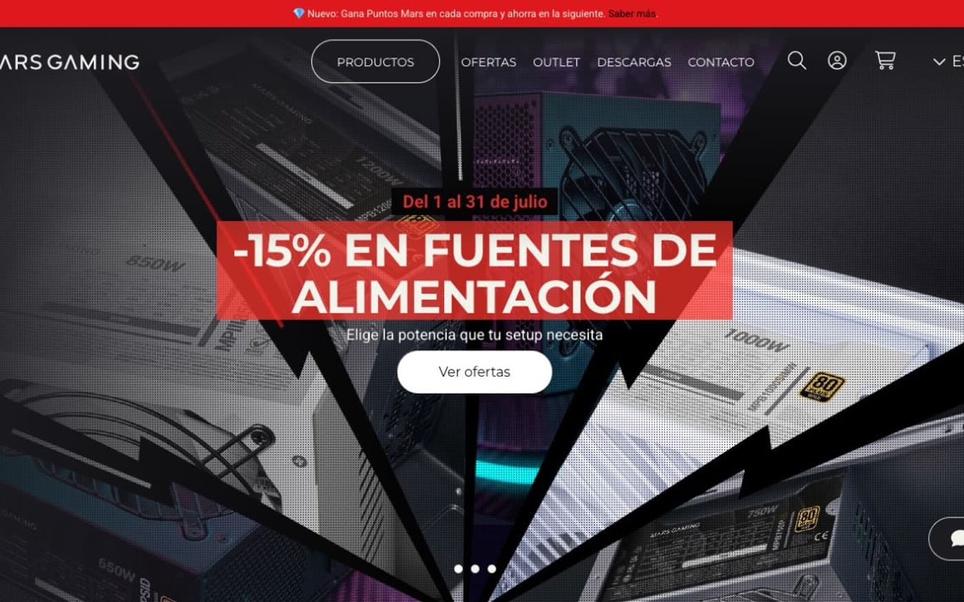 Captura limpia de la home oficial de Mars Gaming