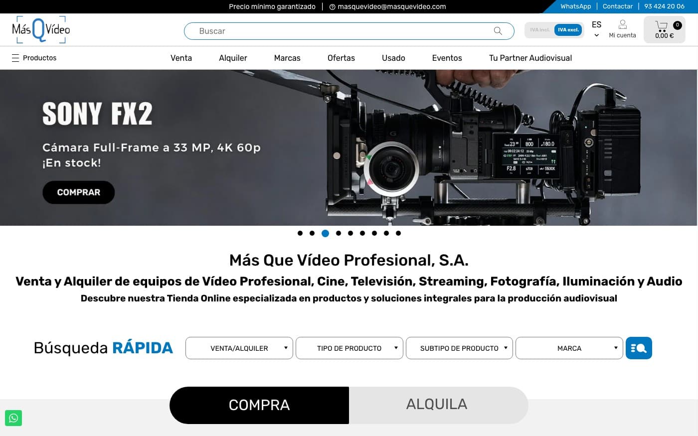 Captura limpia de la home oficial de Más Que Vídeo