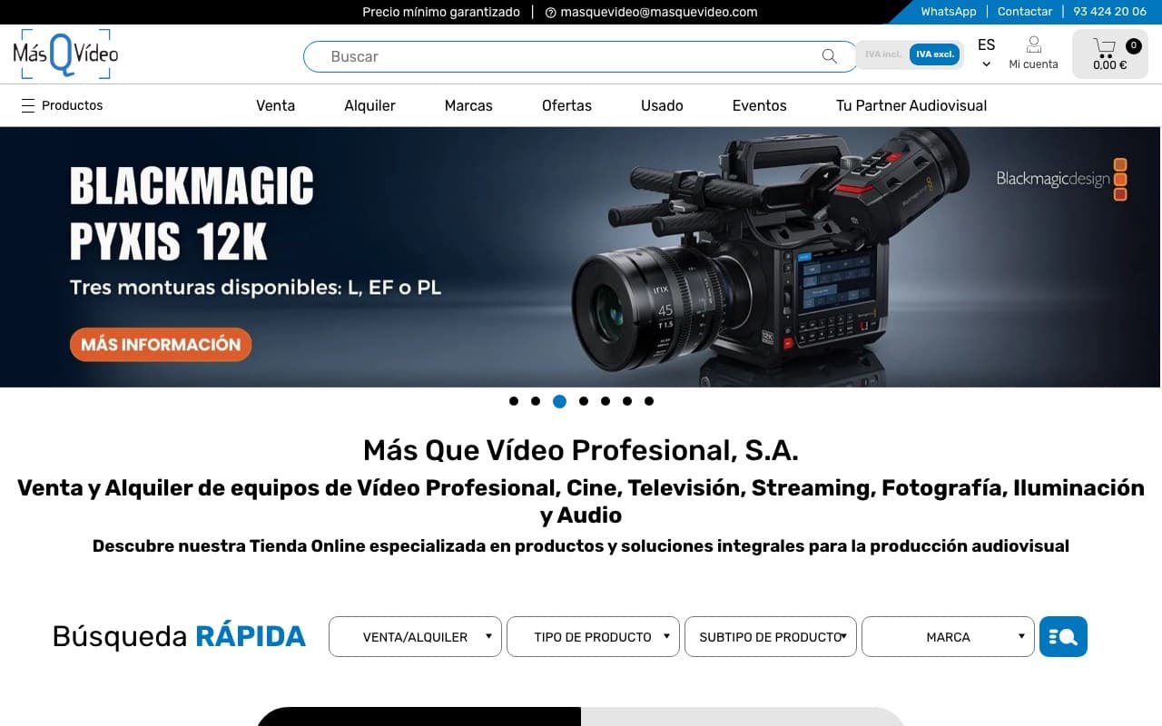 Captura limpia de la home oficial de MasQueVideo.