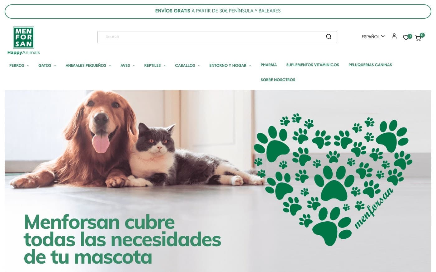 Captura limpia de la home oficial de Menforsan