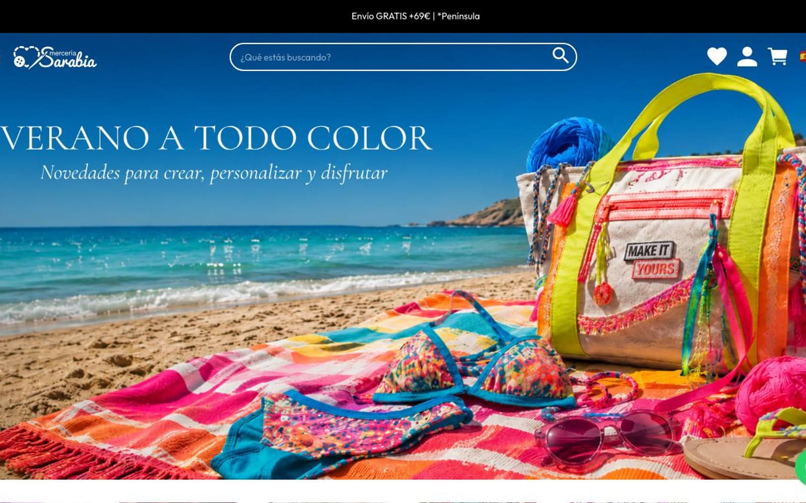 Captura limpia de la home oficial de Mercerías Arabia.