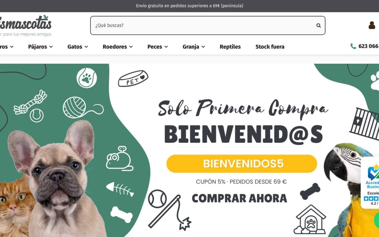 Captura limpia de una tienda oficial para perros