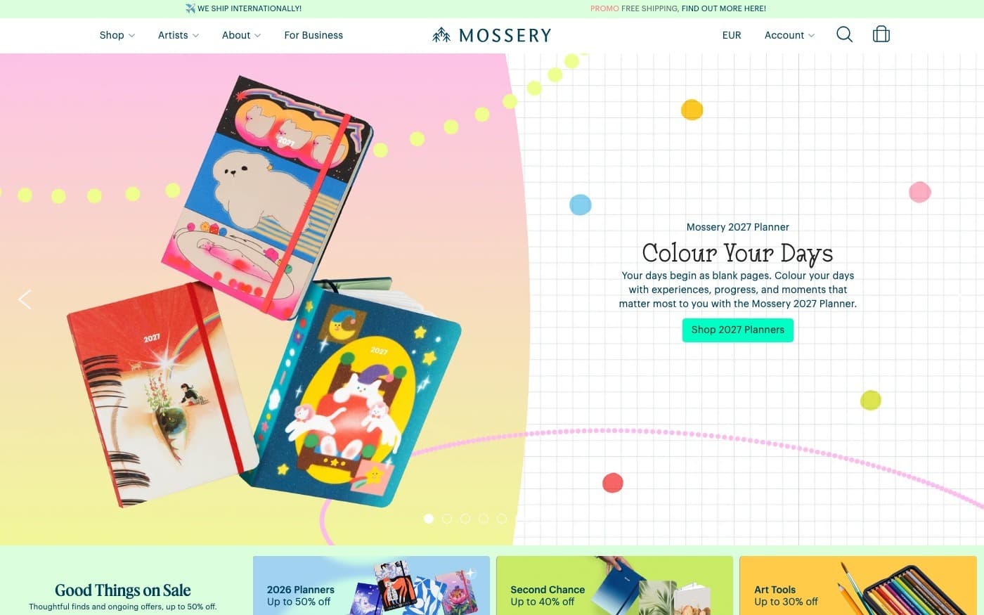 Captura home-top de una tienda oficial de cuadernos
