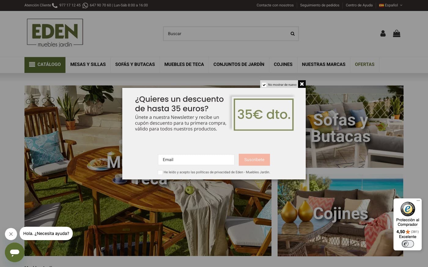 Captura de la home oficial de Muebles de Jardín
