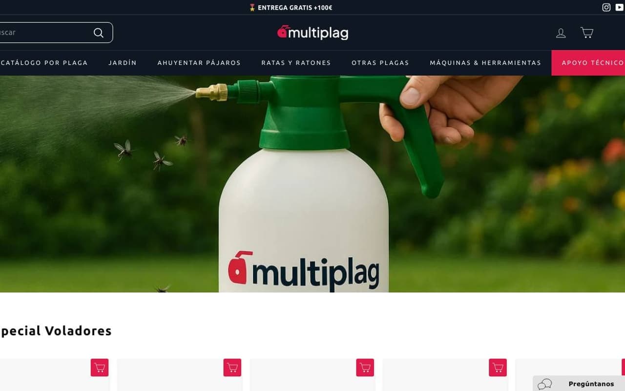 Captura limpia de una tienda oficial de control de plagas