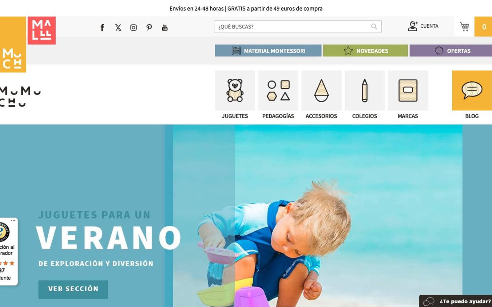 Captura limpia de una tienda oficial de aprendizaje temprano.