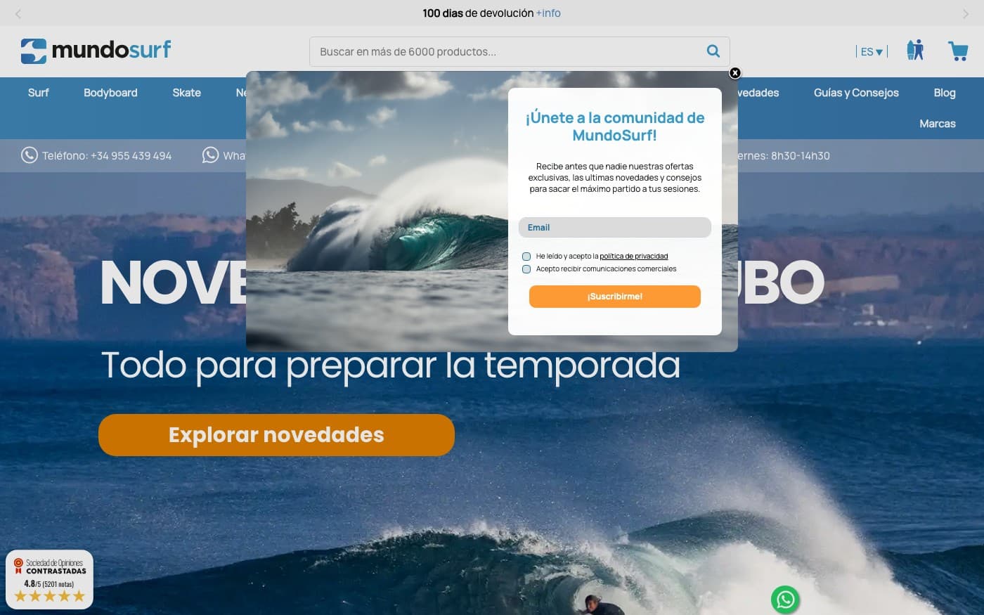Captura limpia de la home oficial de Mundo Surf.