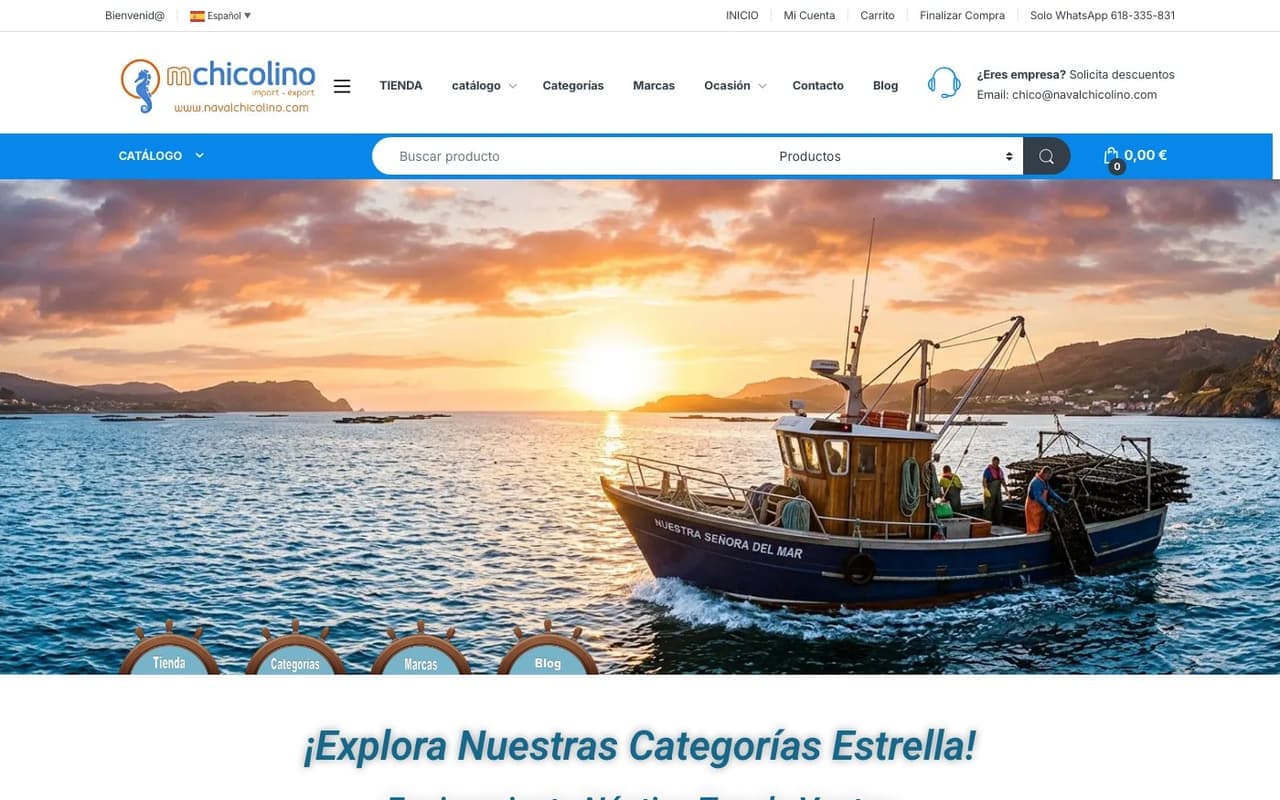 Captura limpia de una tienda oficial de nautica