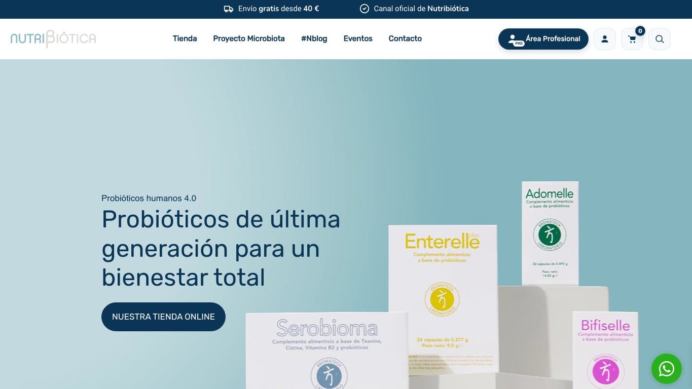 Captura de la tienda Nutribiótica, primera del ranking de salud digestiva