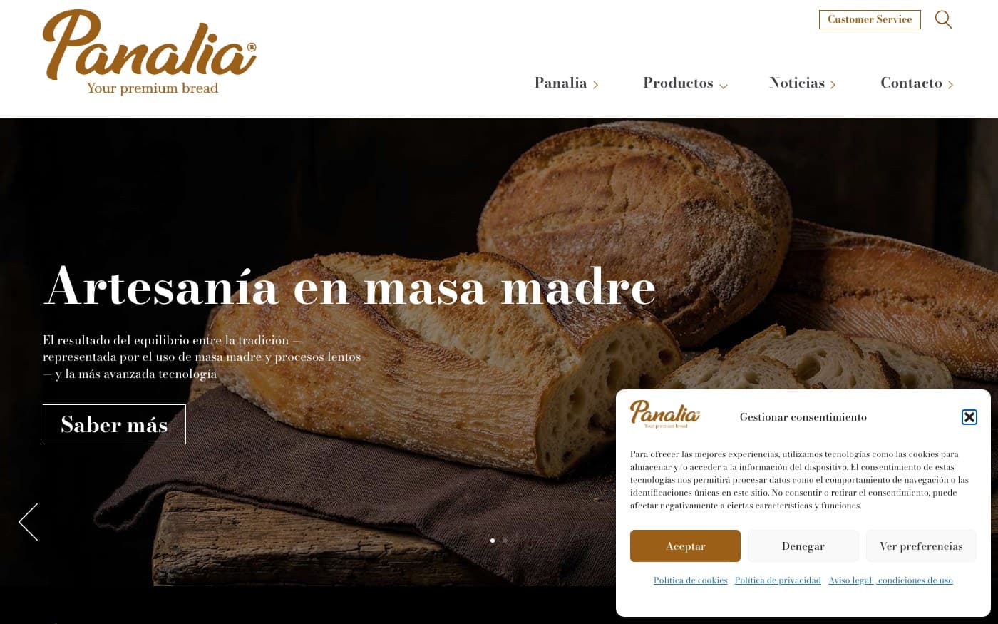 Captura limpia de Panalia, tienda de panadería incluida en la guía