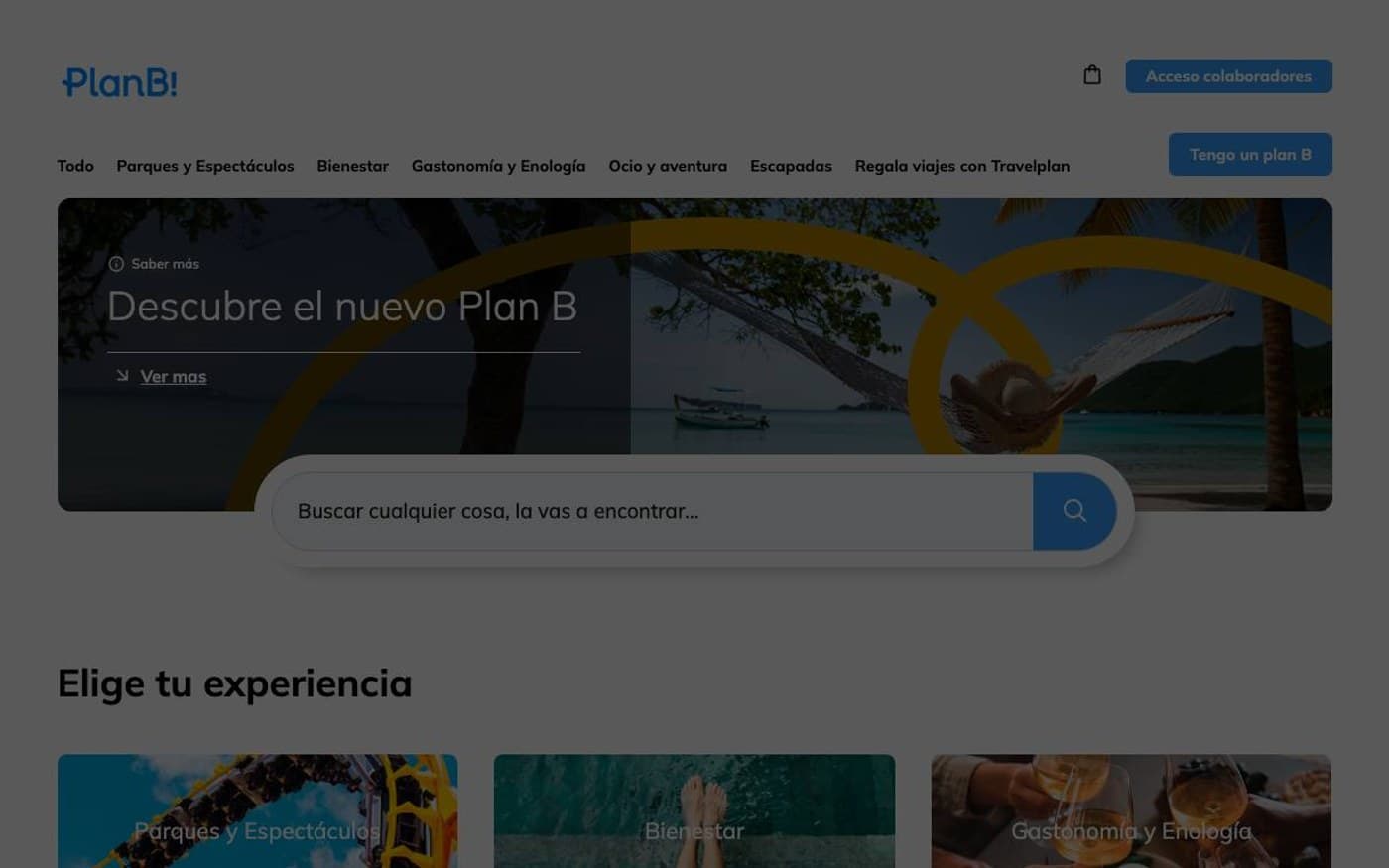 Selección de experiencias regalo y escapadas de PlanB.