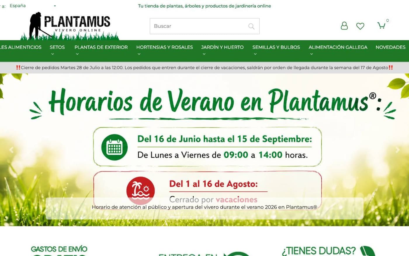 Captura limpia de la home de Plantamus, tienda de plantas incluida en la guía.