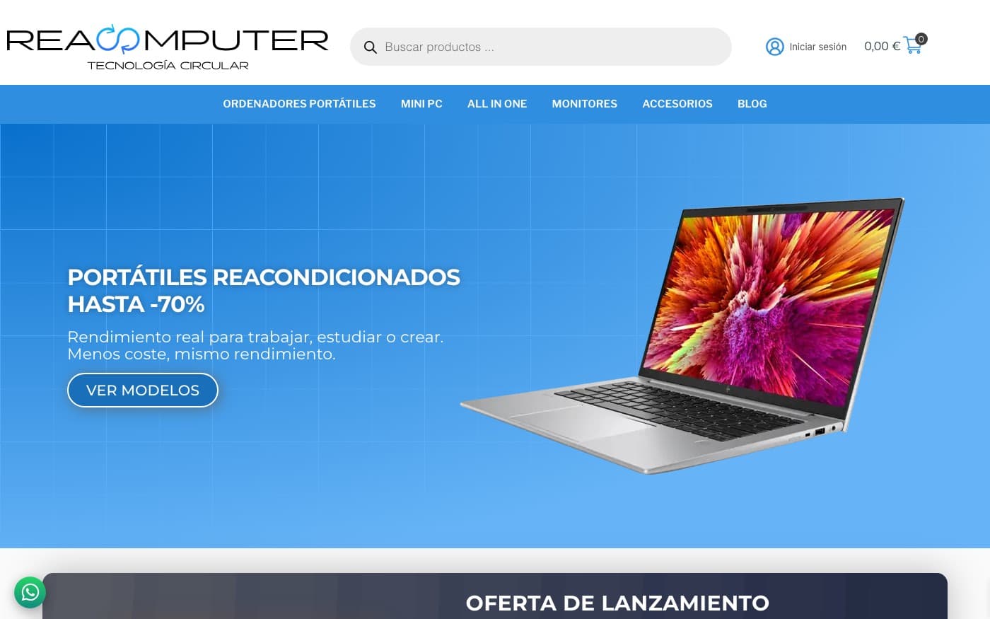Captura limpia de la home oficial de Reacomputer