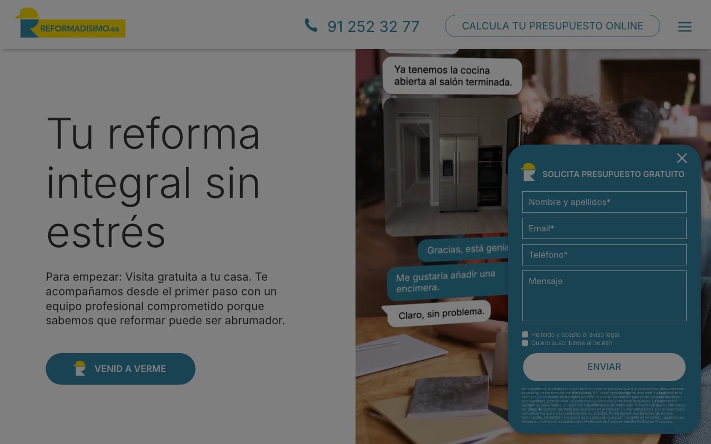 Captura limpia de la home oficial de Reformadísimo, incluida en la guía de reformas.