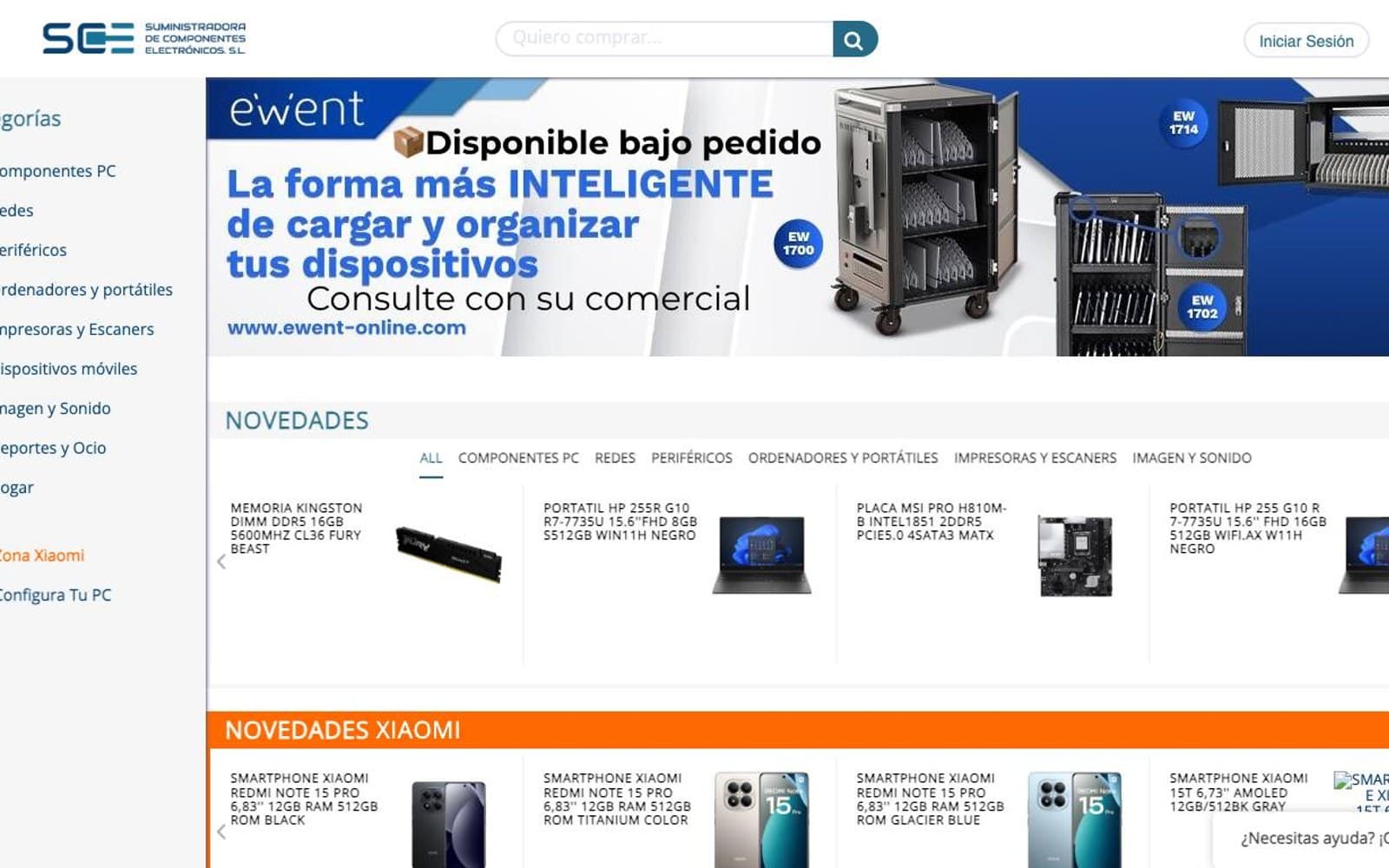Captura limpia de la home de SCE.