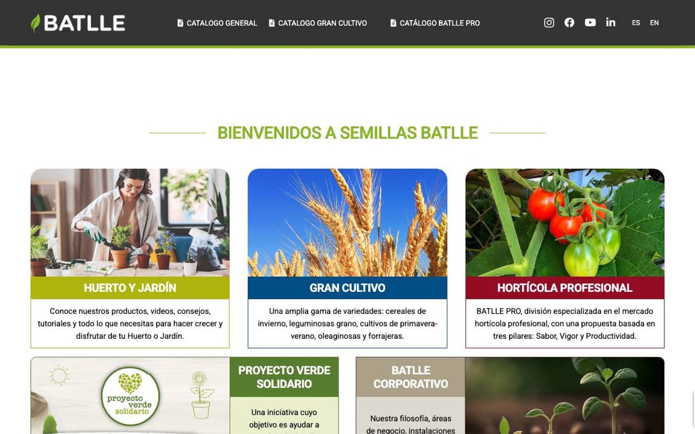 Captura limpia de la home de Semillas Batlle, tienda incluida en la guía.