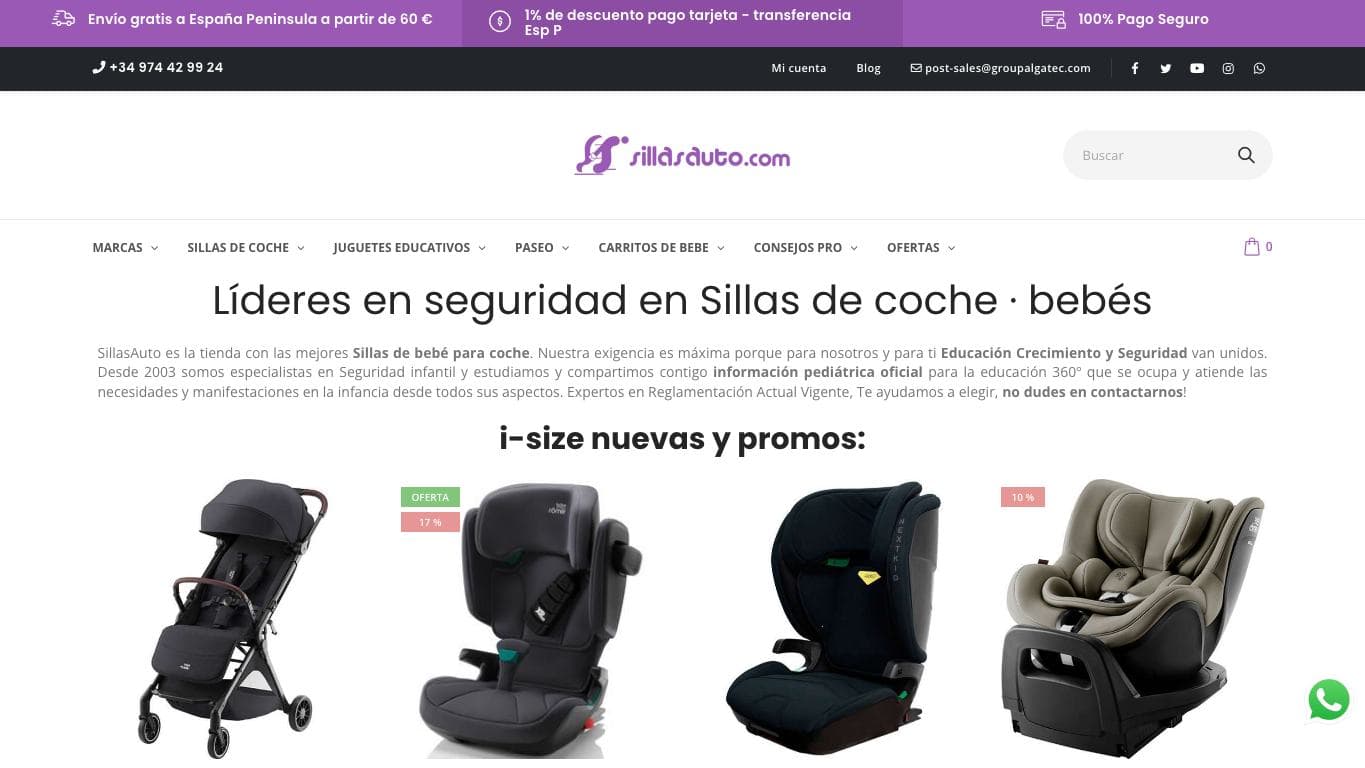 Home oficial de Sillas Auto, primera tienda del ranking de sillas de coche