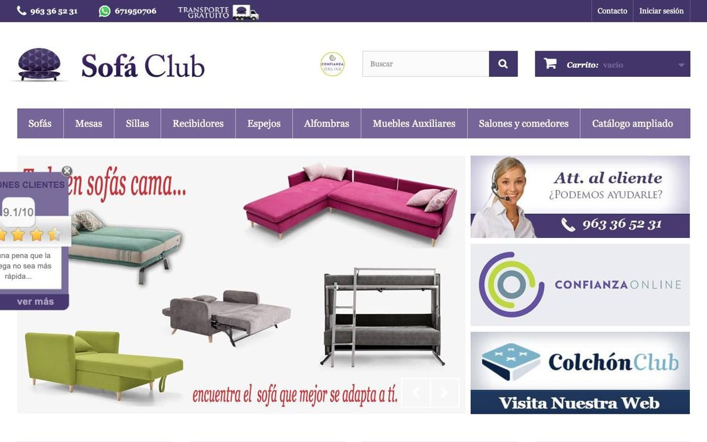 Captura limpia de la home oficial de SofaClub.