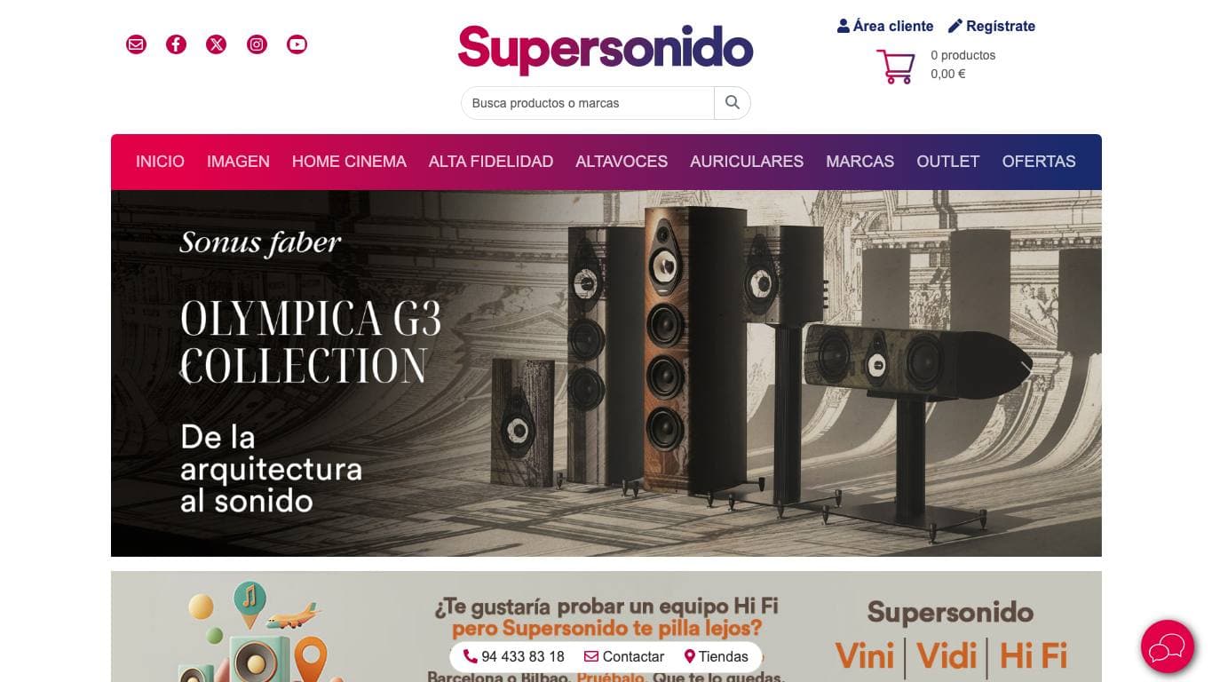 Captura oficial de la home de Supersonido, tienda especializada en audio y auriculares.