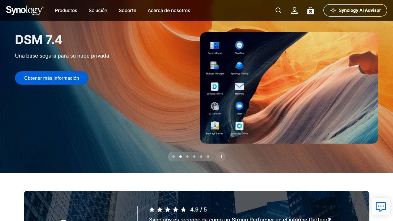 Captura limpia de Synology, primera tienda del ranking de almacenamiento
