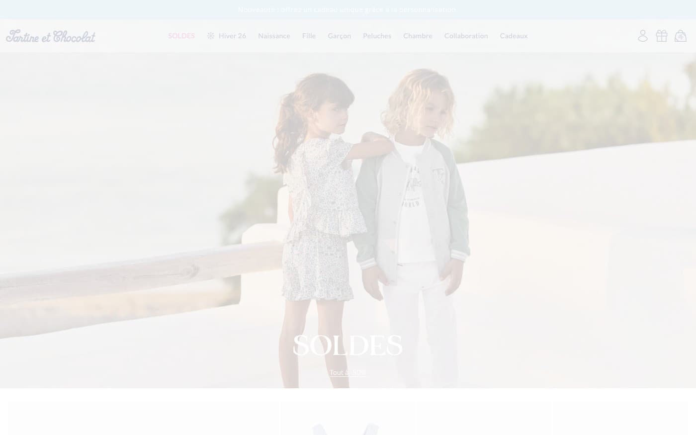 Captura limpia de la home oficial de Tartine et Chocolat