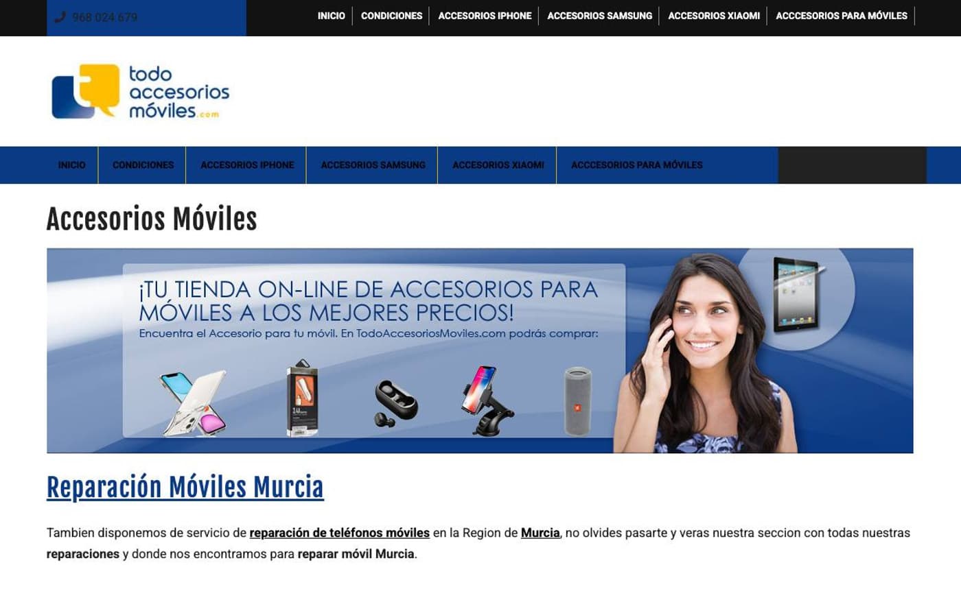 Home de TodoAccesoriosMoviles, tienda de accesorios móvil.