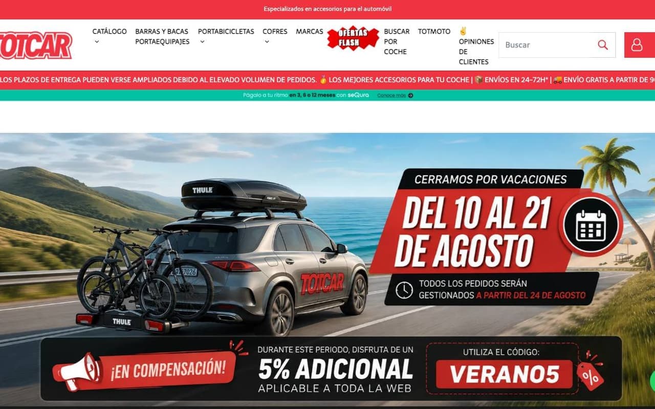 Captura limpia de una tienda oficial de accesorios de coche