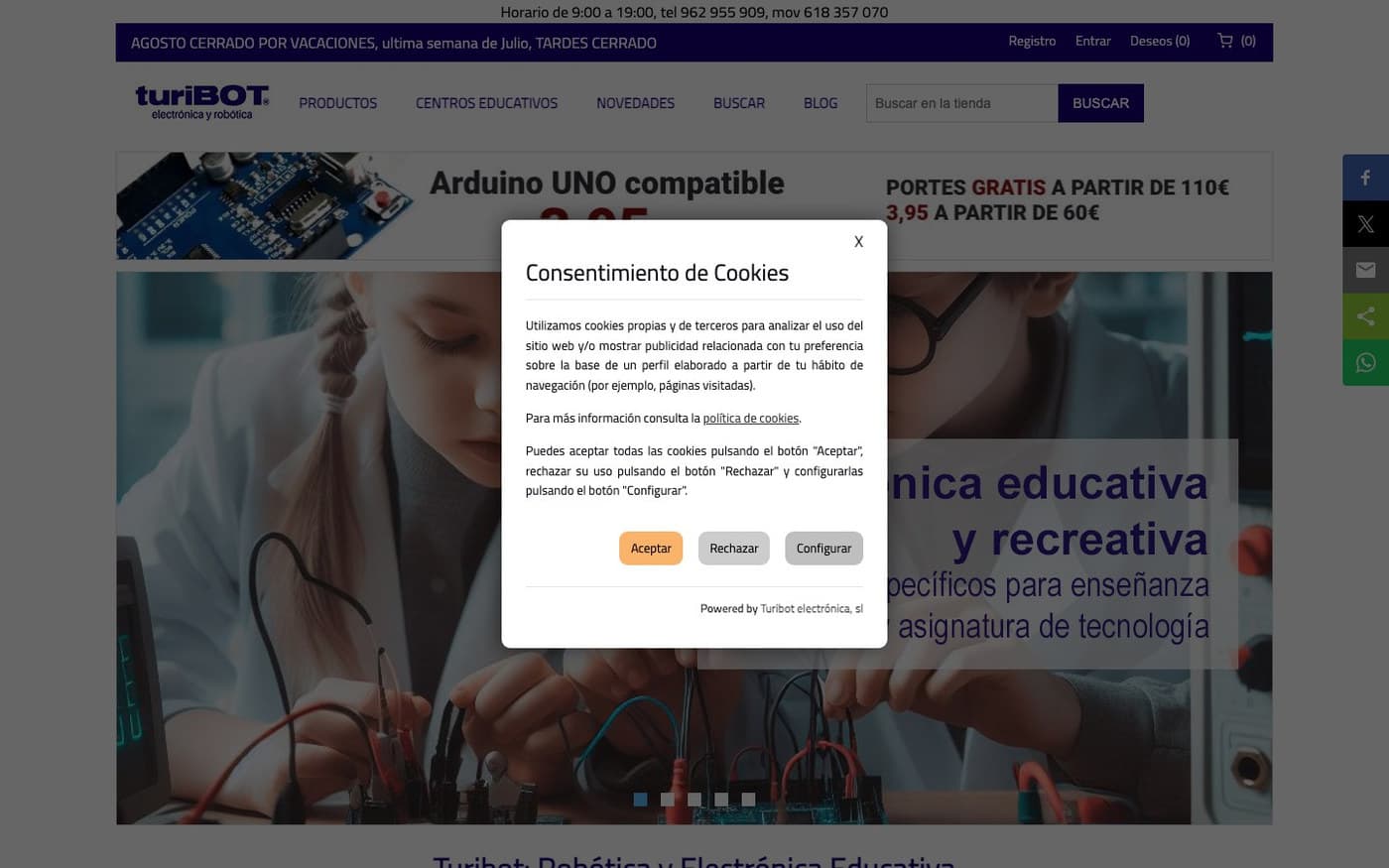 Captura limpia de la home de Turibot