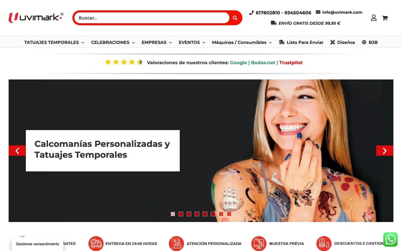 Home oficial de Uvimark, tienda de detalles personalizados para celebraciones.