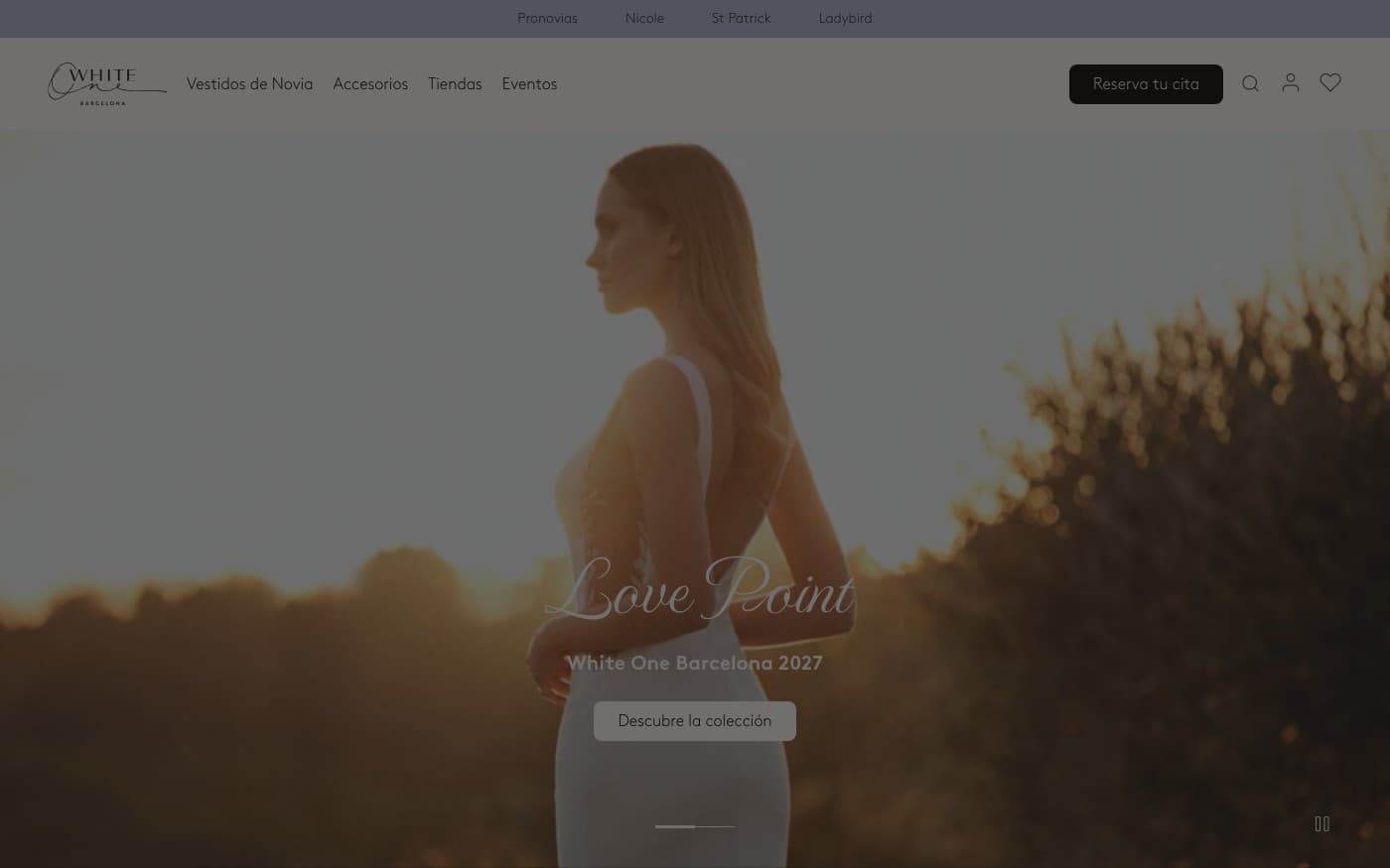 Captura limpia de la home de White One, incluida en la guía de novias.