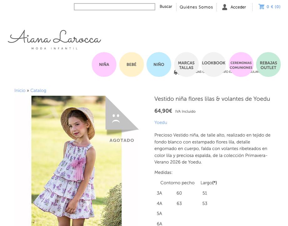Vestido niña flores lilas & volantes de Yoedu | Aiana Larocca