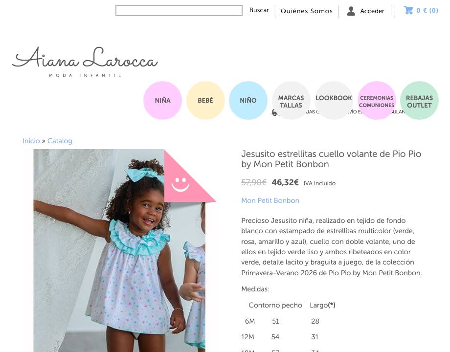 Jesusito estrellitas cuello volante de Pio Pio by Mon Petit Bonbon | Aiana Laroc