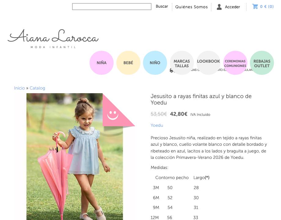 Jesusito a rayas finitas azul y blanco de Yoedu | Aiana Larocca