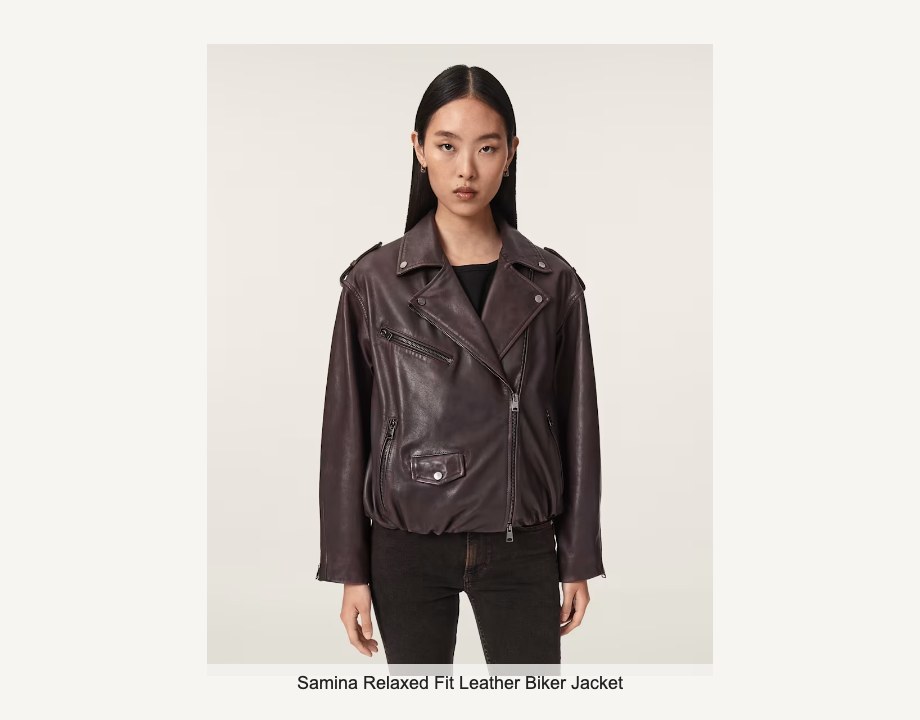 Samina Relaxed Fit Leather Biker Jacket