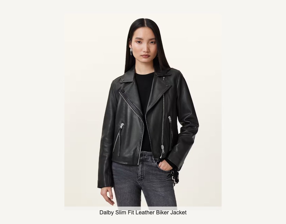 Dalby Slim Fit Leather Biker Jacket