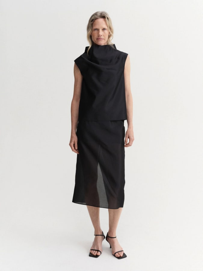 Kiera Organza Top, black