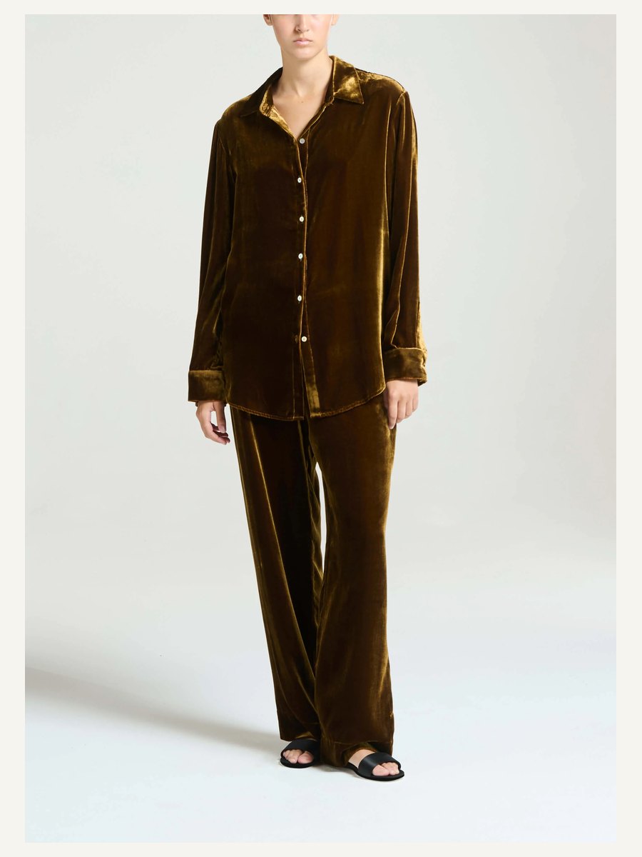 London Pyjama Bottom Brunette Viscose Velvet