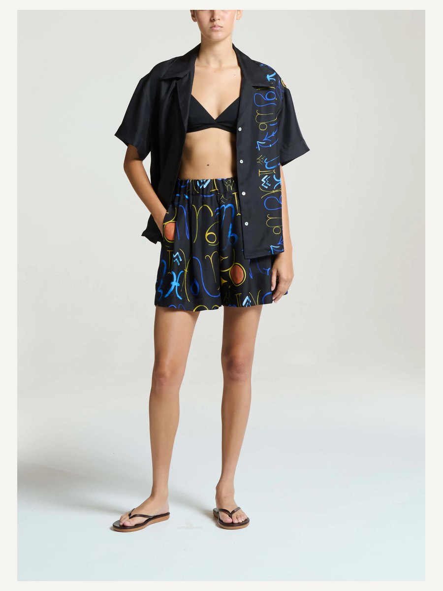 Zurich Short Zodiac Noir Silk Twill