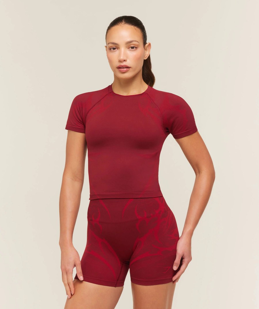 Gymshark Storm Seamless Top - Sets Red/Carmine Red