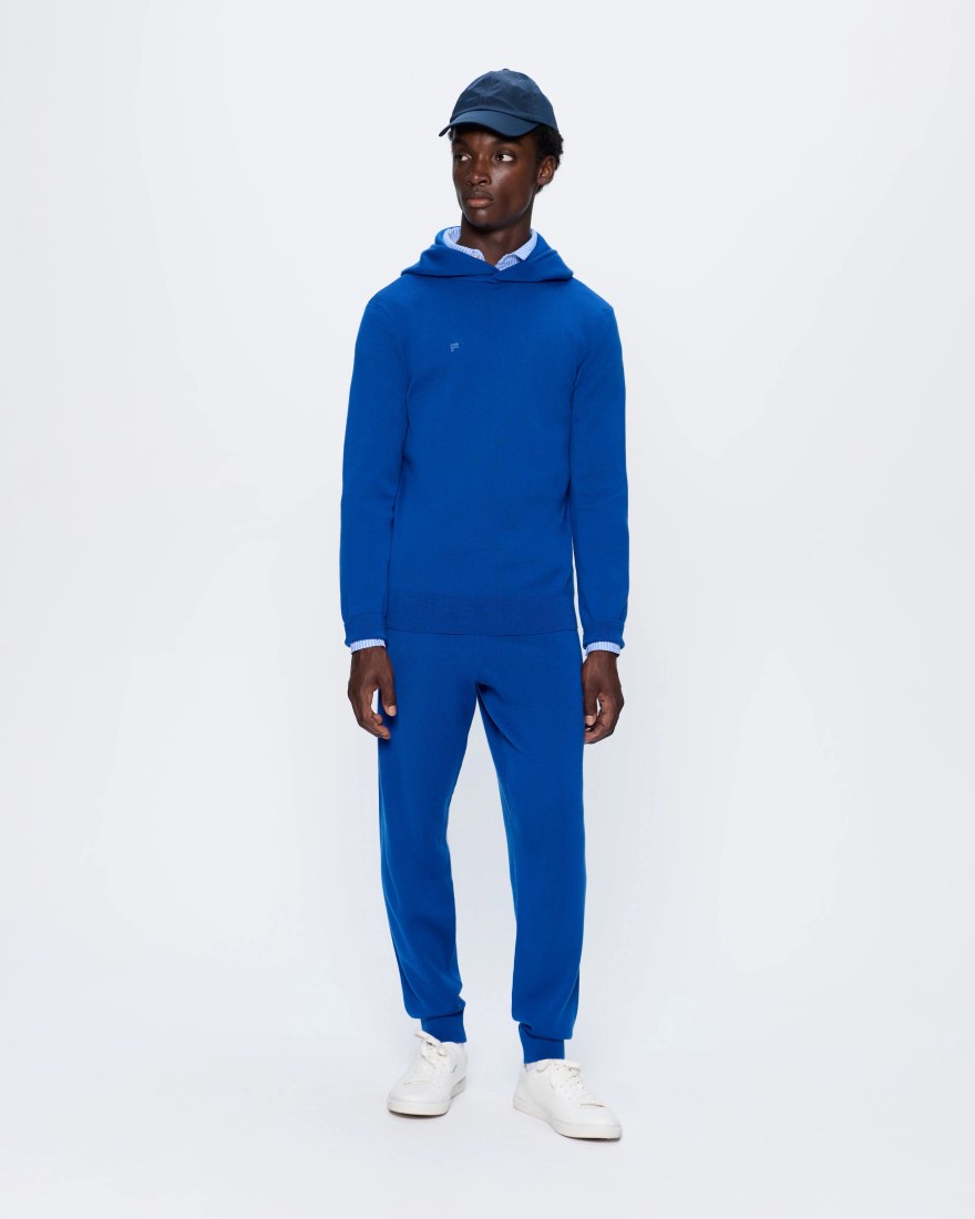 Mens Regenerative Merino Wool Hoodie-earth blue
