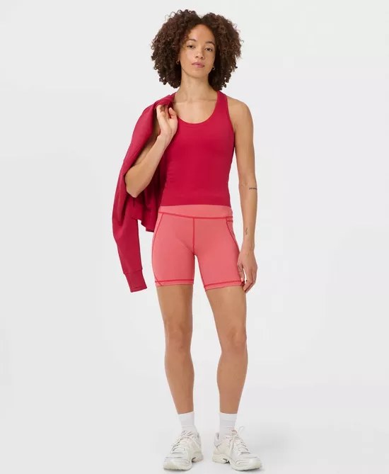 Athlete Crop Seamless Gym Vest Crimson Red