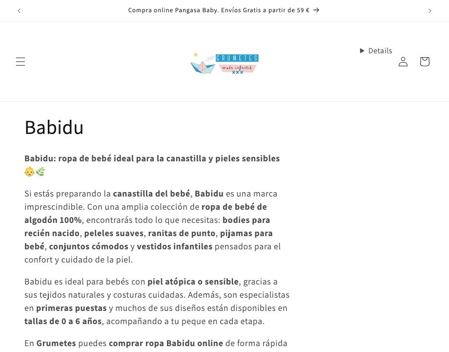 Babidu en Tienda Grumetes