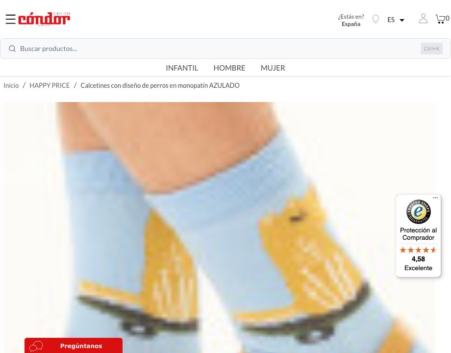 Compra Calcetines con diseño de perros en monopatín AZULADO en la tienda online