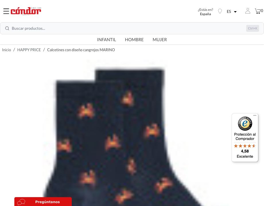 Compra Calcetines con diseño cangrejos MARINO en la tienda online Condor. Fabric