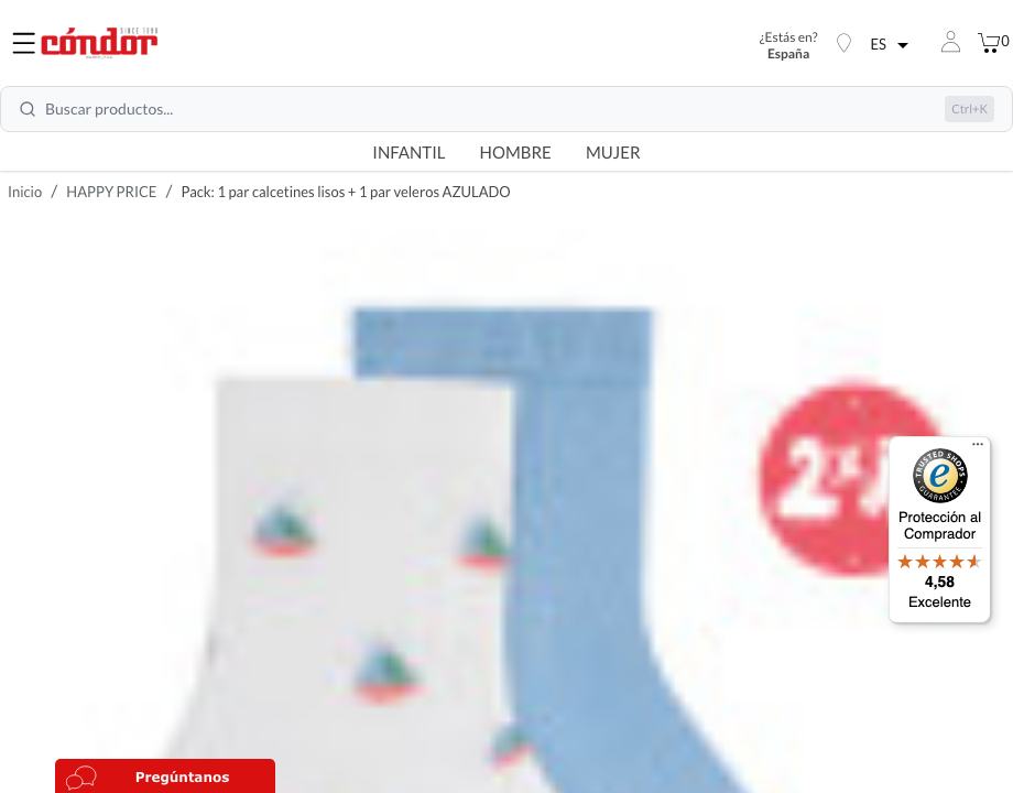 Compra Pack: 1 par calcetines lisos + 1 par veleros AZULADO en la tienda online