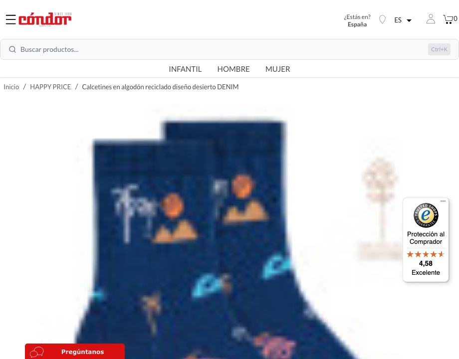 Compra Calcetines en algodón reciclado diseño desierto DENIM en la tienda online