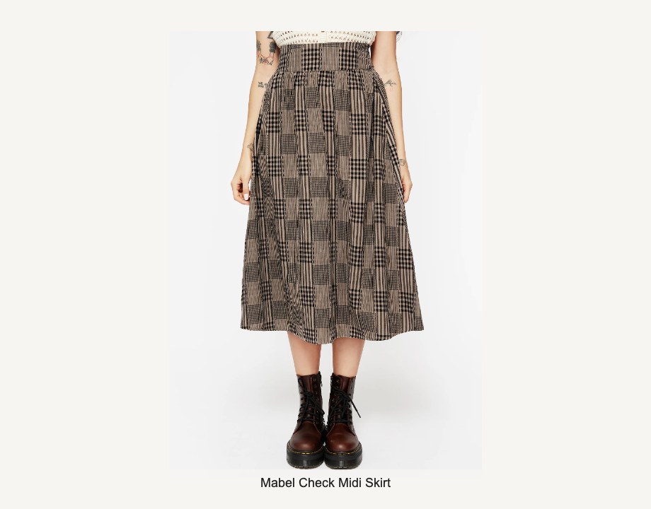 Mabel Check Midi Skirt