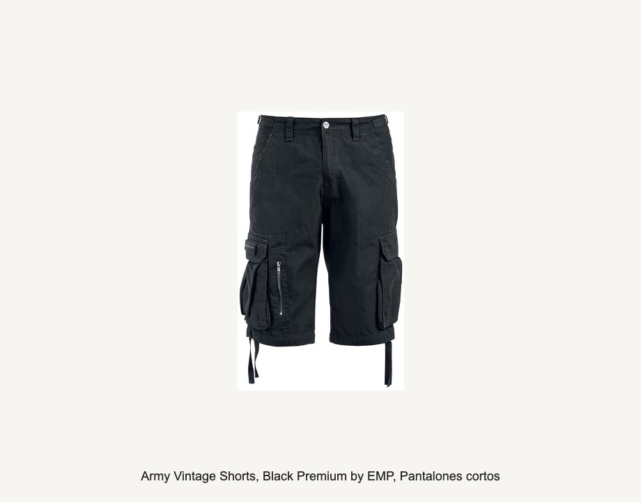 Army Vintage Shorts, Black Premium by EMP, Pantalones cortos