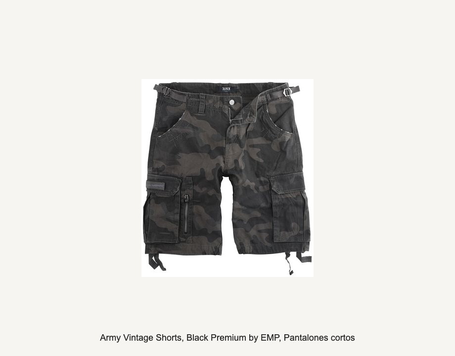 Army Vintage Shorts, Black Premium by EMP, Pantalones cortos