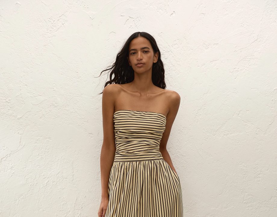 Vera Maxi Dress Carmen Stripe Sand Cedar